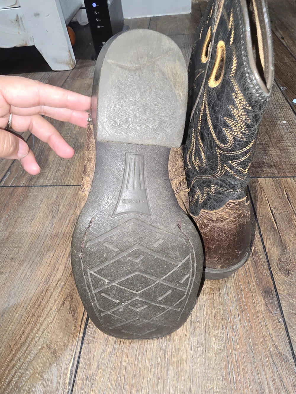 Ariat Kids Black and Brown Pull-On Cowboy Boots